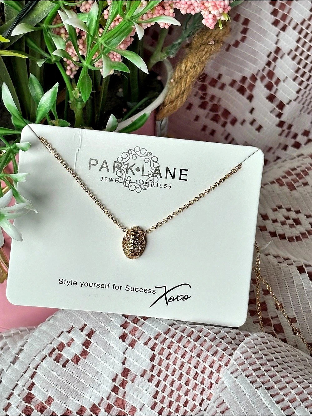 Park Lane Quarterback Football Sports Edit Necklace Gold & Clear Crystals